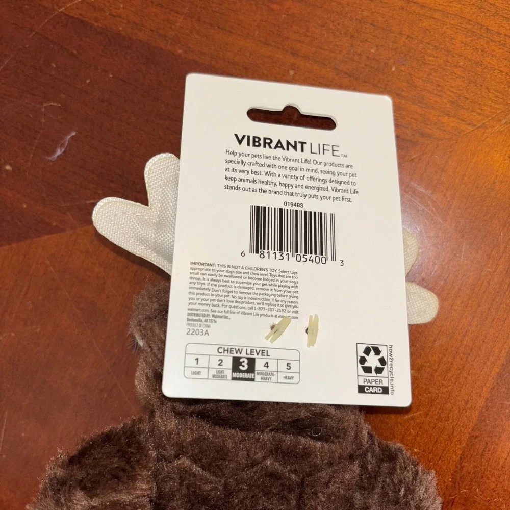 Vibrant‎ Life | Tough Buddy | Dog Toy Plush Moose | Durable Chew Level 3